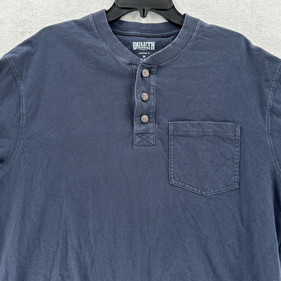 Duluth Trading Company Blue Long Sleeve Cotton Henley Shirt Mens Medium‎ - Picture 5 of 9
